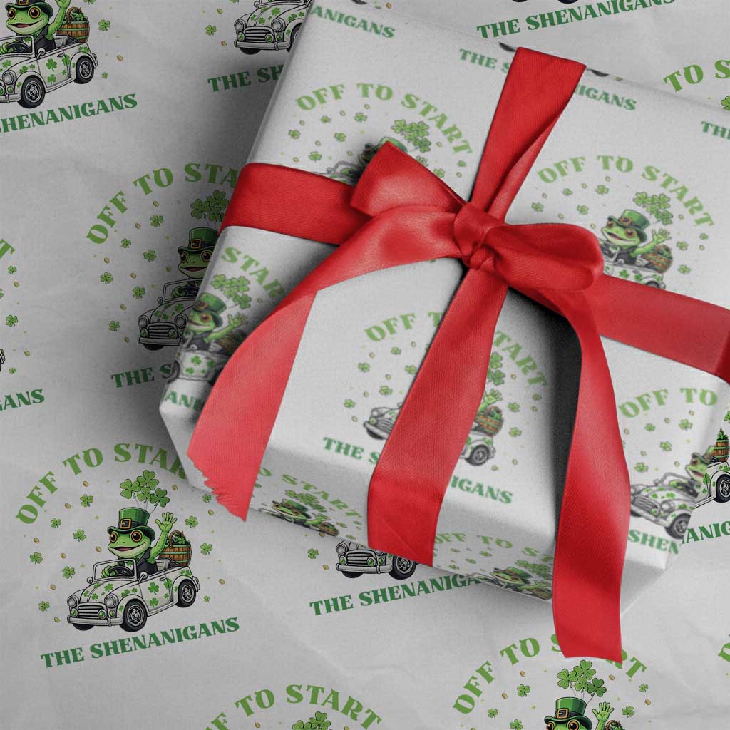 Off To Start The Shenanigans Wrapping Paper Roll St Patricks Day Frog TS12 White Print Your Wear