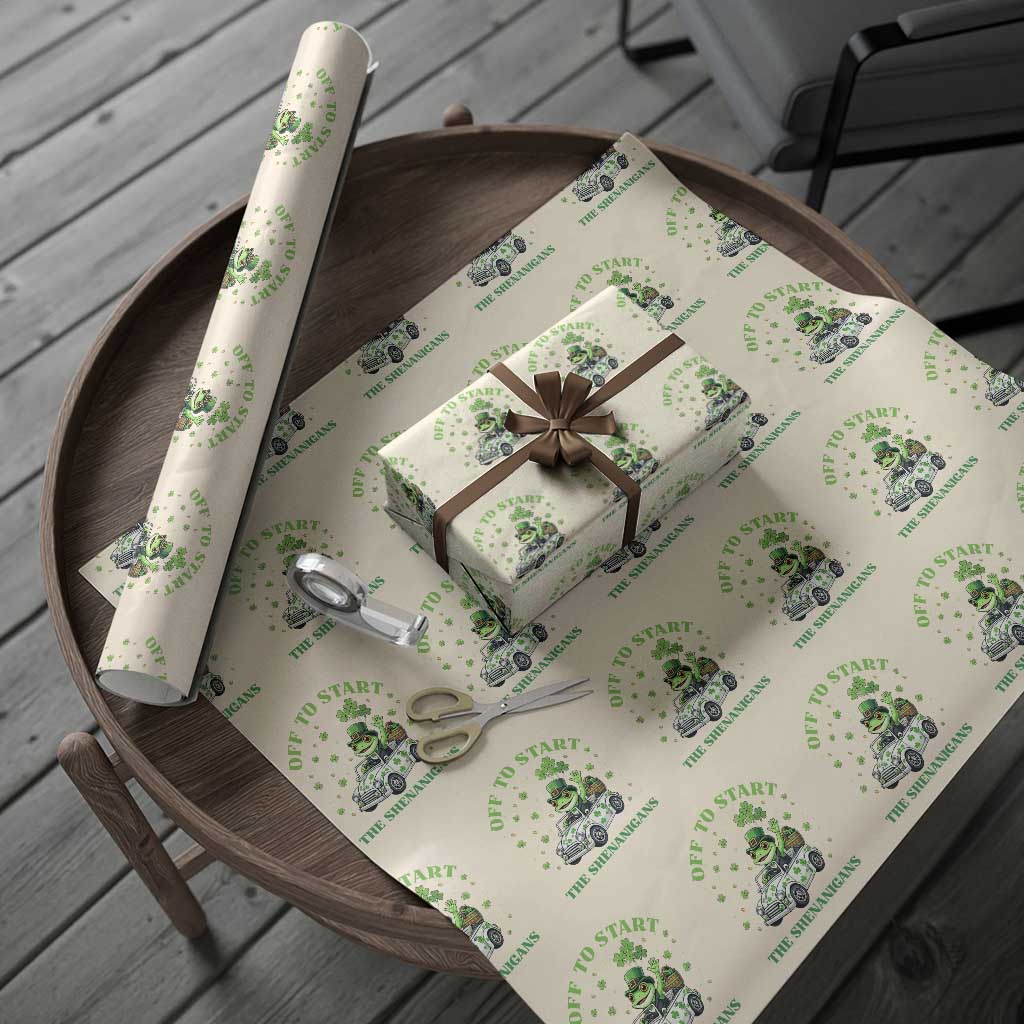Off To Start The Shenanigans Wrapping Paper Roll St Patricks Day Frog TS12 Beige Print Your Wear