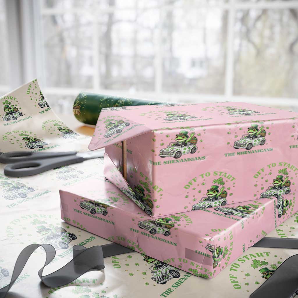 Off To Start The Shenanigans Wrapping Paper Roll St Patricks Day Frog TS12 Light Pink Print Your Wear
