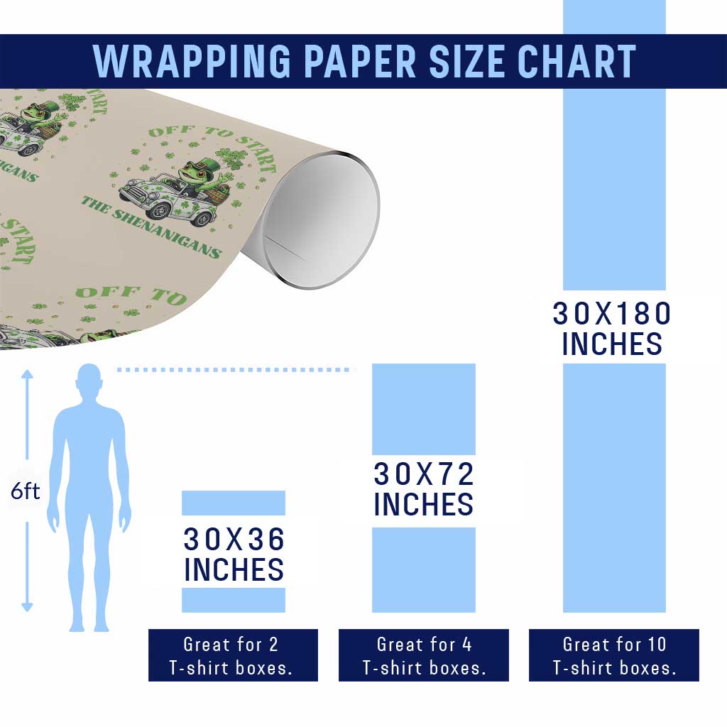 Off To Start The Shenanigans Wrapping Paper Roll St Patricks Day Frog TS12 Print Your Wear