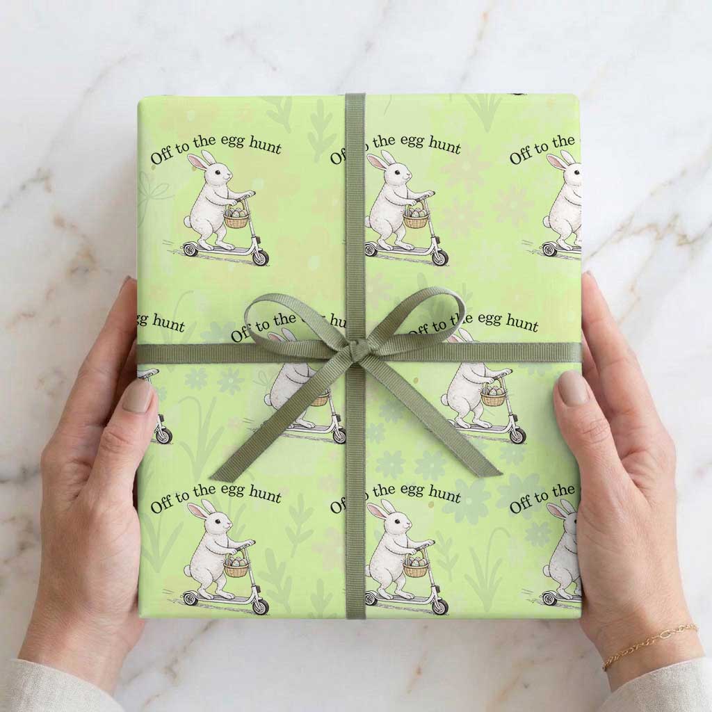 Off To The Egg Hunt Wrapping Paper Roll Funny Easter Bunny TS14 Lime Print Your Wear