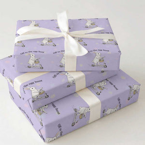 Off To The Egg Hunt Wrapping Paper Roll Funny Easter Bunny TS14 Violet Print Your Wear