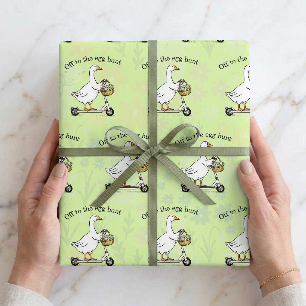 Off To The Egg Hunt Wrapping Paper Roll Funny Easter Goose TS14 Lime Print Your Wear