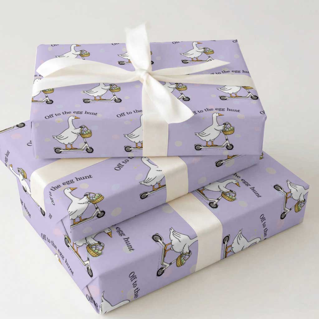 Off To The Egg Hunt Wrapping Paper Roll Funny Easter Goose TS14 Violet Print Your Wear