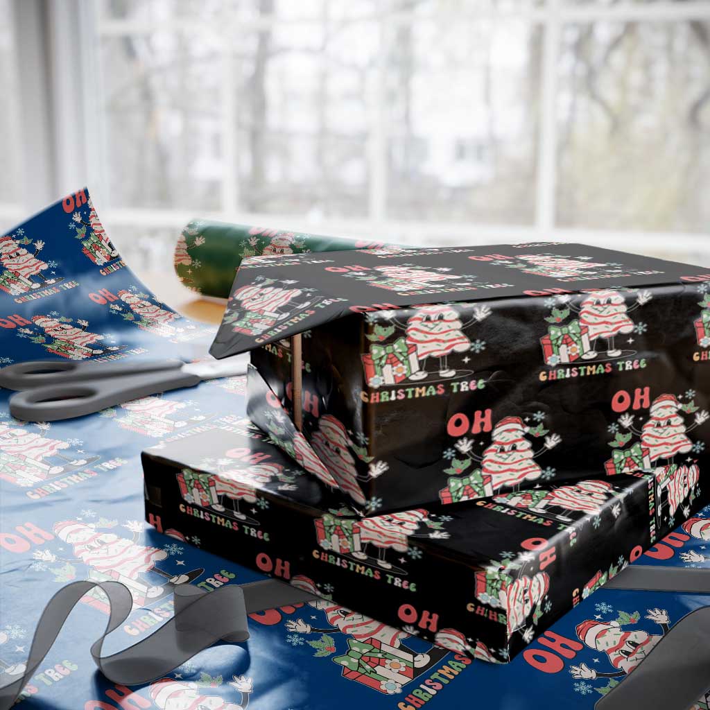 Oh Christmas Tree Retro Groovy Wrapping Paper Roll TS02 Black Print Your Wear