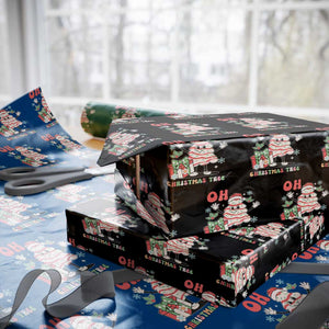 Oh Christmas Tree Retro Groovy Wrapping Paper Roll TS02 Black Print Your Wear