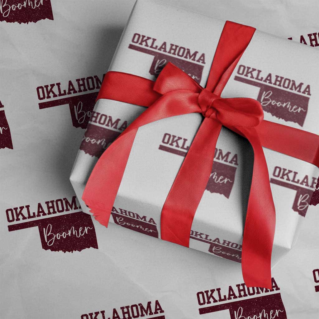 Oklahoma Boomer Wrapping Paper Roll TS10 White Print Your Wear