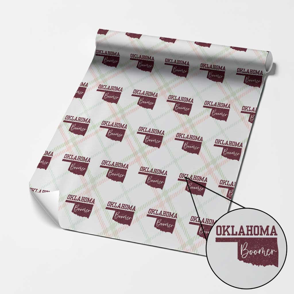 Oklahoma Boomer Wrapping Paper Roll TS10 Christmas Plaid Print Your Wear