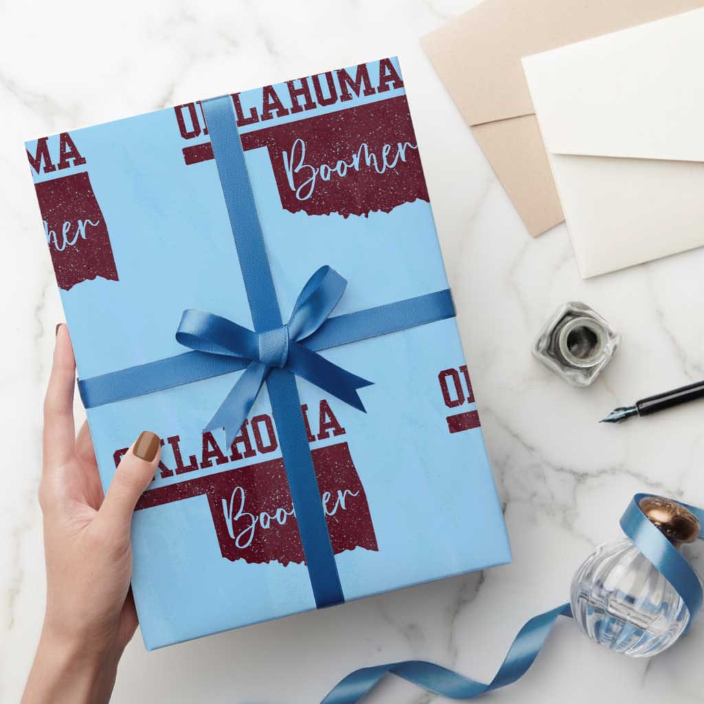 Oklahoma Boomer Wrapping Paper Roll TS10 Light Blue Print Your Wear