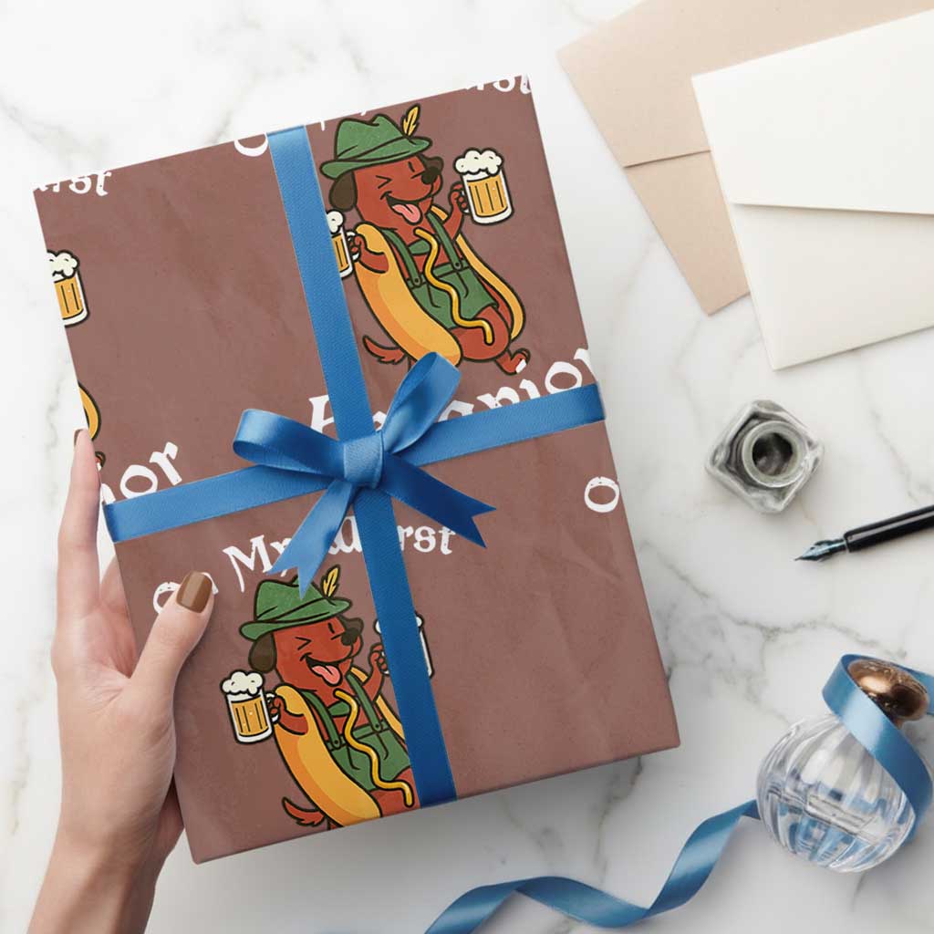 Oktoberfest On My Wurst Behavior Wrapping Paper Roll Funny German TS10 Mocha Print Your Wear