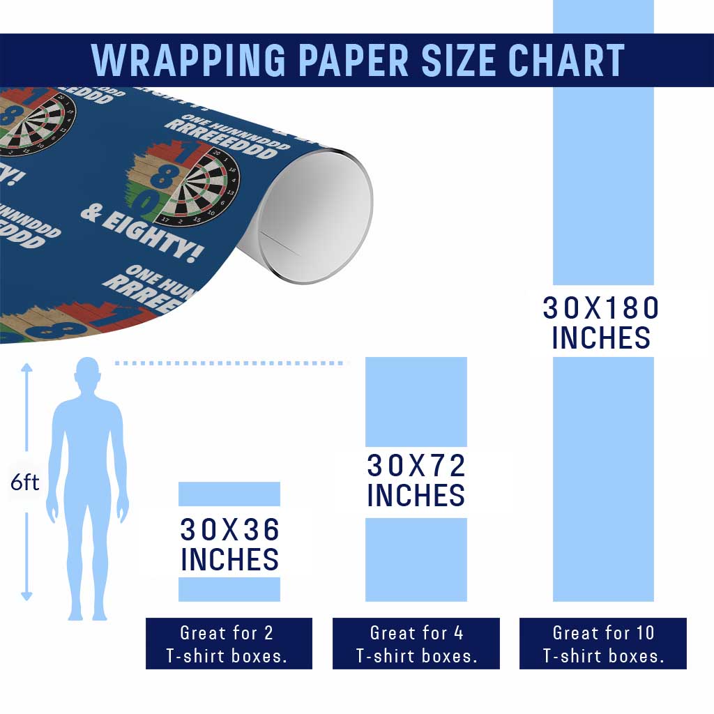 One Hundred And Eighty Wrapping Paper Roll Funny Darts Player Gift TS12 Print Your Wear