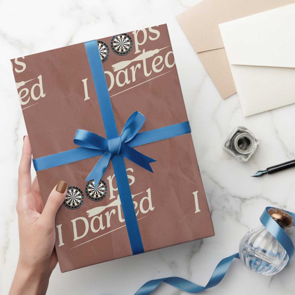 Oops I Darted Wrapping Paper Roll Funny Pub Darts Lover TS12 Mocha Print Your Wear