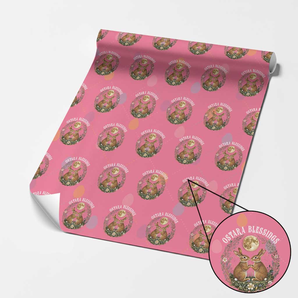 Ostara Blessing Pagan Eostre Easter Day Wrapping Paper Roll Spring Moon Rabbit Spring Equinox Festival TS11 Pink Print Your Wear