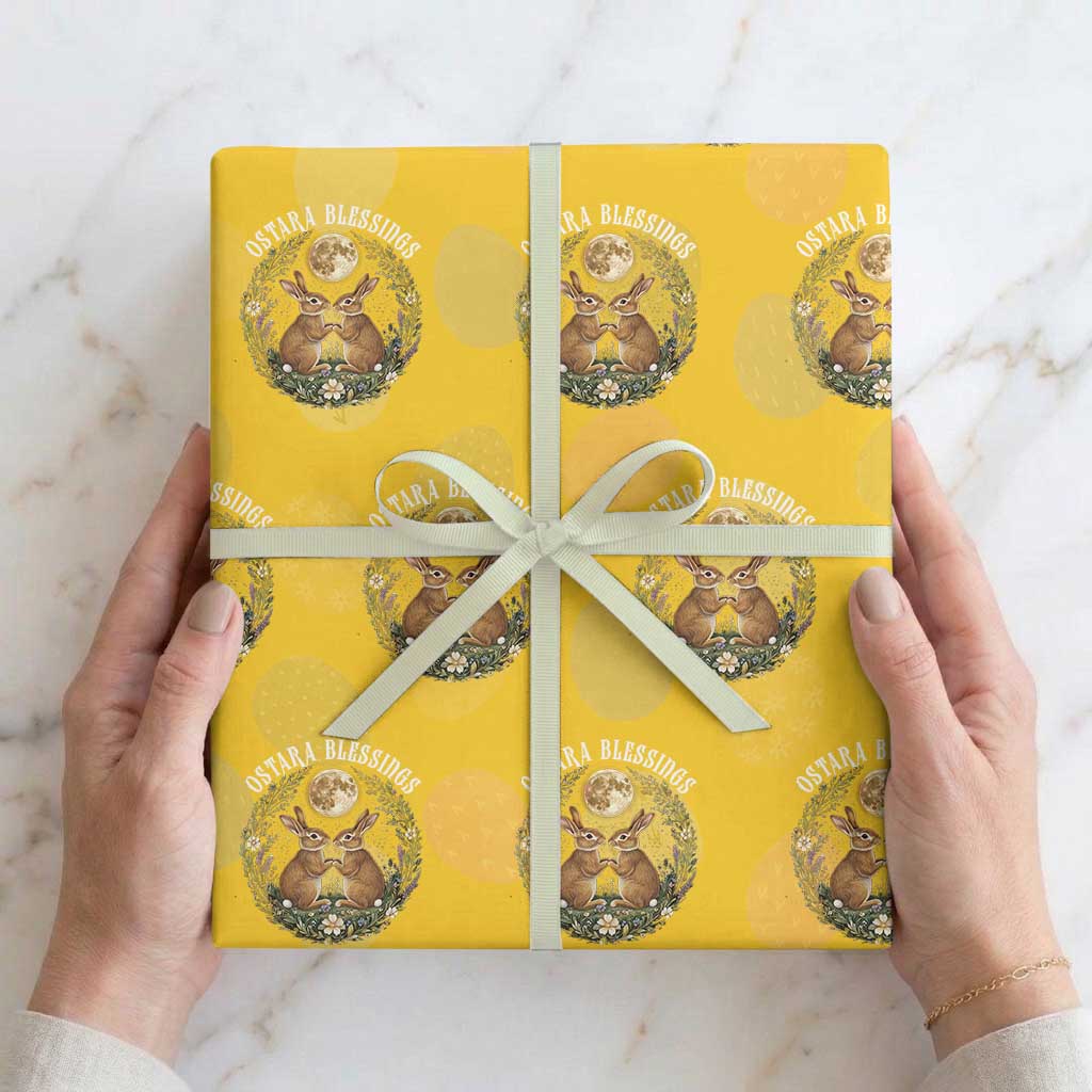 Ostara Blessing Pagan Eostre Easter Day Wrapping Paper Roll Spring Moon Rabbit Spring Equinox Festival TS11 Yellow Print Your Wear