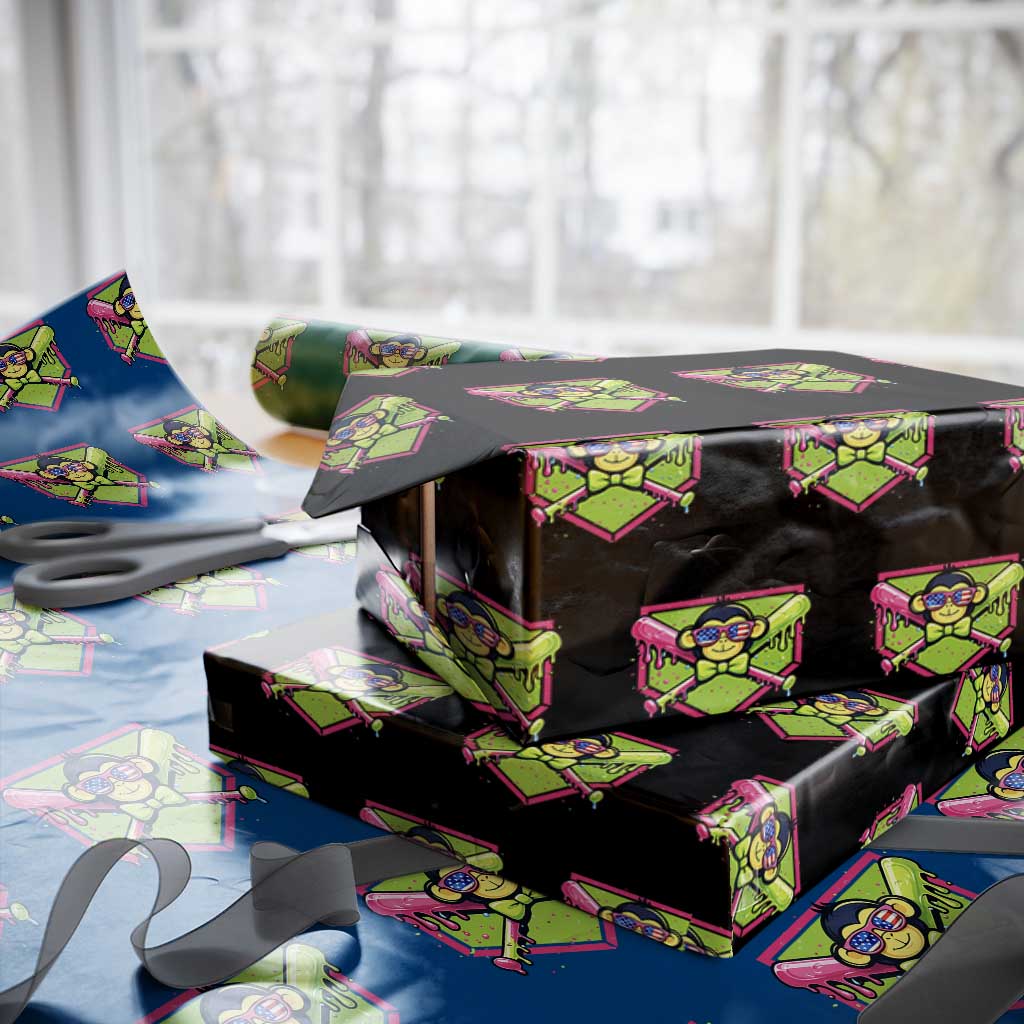 Party Monkey Baseball Drip Funny Animals Lover Wrapping Paper Roll TS11 Black Print Your Wear
