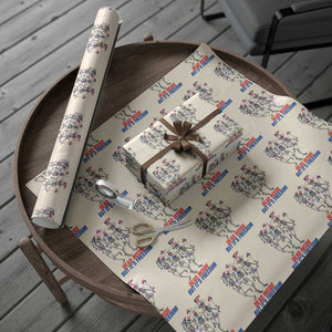 Patriotic Dancing Skeleton Wrapping Paper Roll Dead Inside But Its Freedom TS12 Beige Print Your Wear