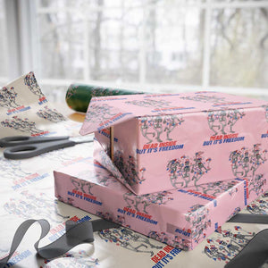 Patriotic Dancing Skeleton Wrapping Paper Roll Dead Inside But Its Freedom TS12 Light Pink Print Your Wear