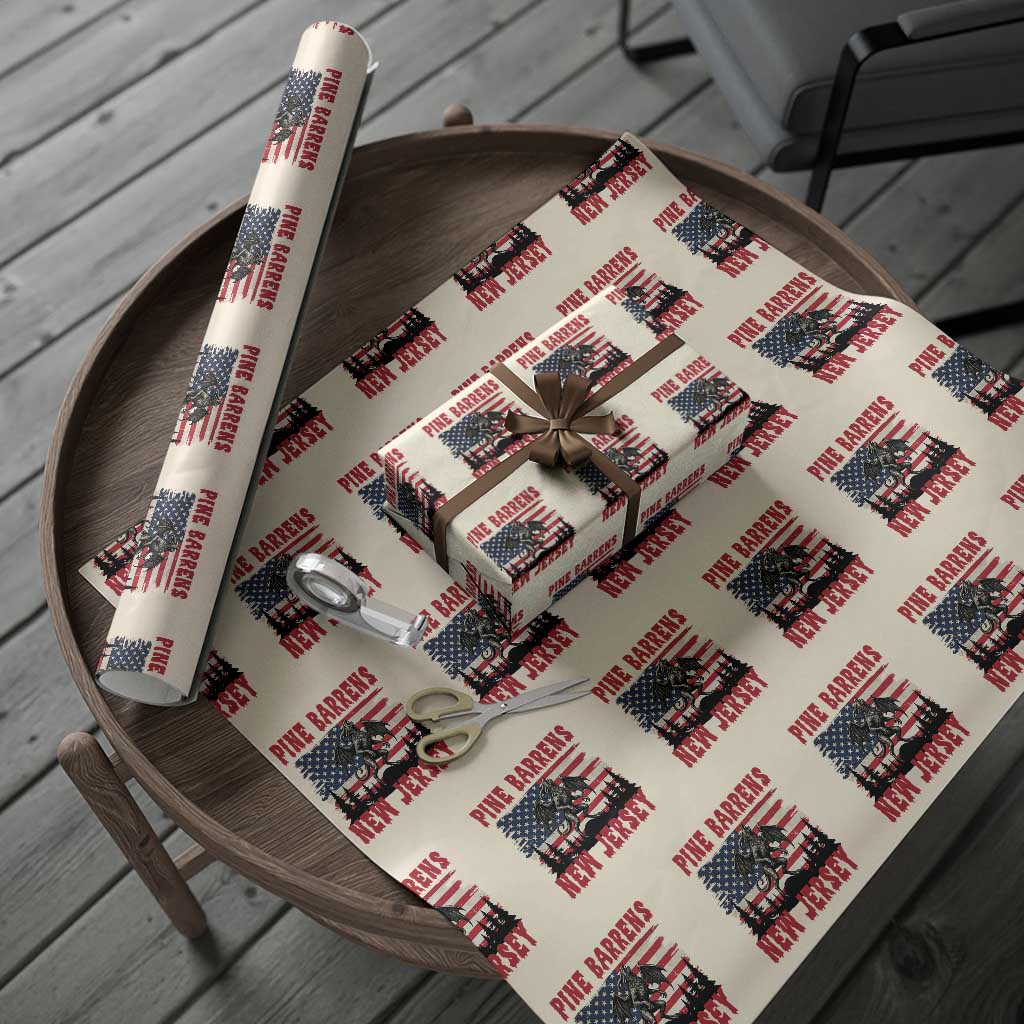 Patriotic Jersey Devil Wrapping Paper Roll Pine Barrens New Jersey Cryptid TS12 Beige Print Your Wear