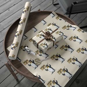 Penguins Resist Wrapping Paper Roll Flippers Up Protest TS14 Beige Print Your Wear