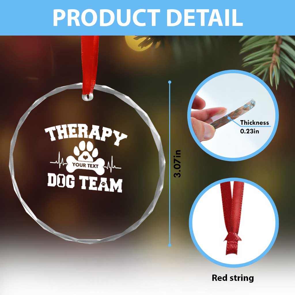 Personalized Therapy Dog Team Crystal Glass Ornament Custom Name TS10 Print Your Wear