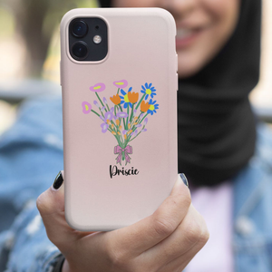 Custom Floral Phone Case Personalized Your Name With Flower Language Keyboard CTM02 Custom - Printyourwear