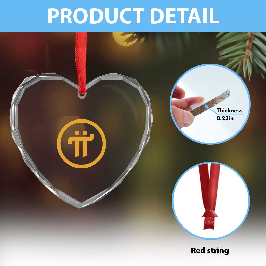 Pi Cryptocurrency Heart Crystal Glass Ornament Crypto Coins Network TS02 Print Your Wear