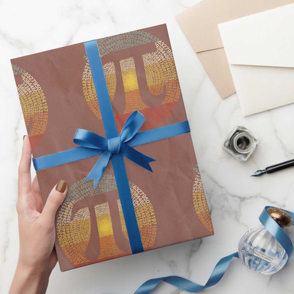 Pi Day Wrapping Paper Roll 3,14 Pi Number Retro Symbol Math Science TS11 Mocha Print Your Wear