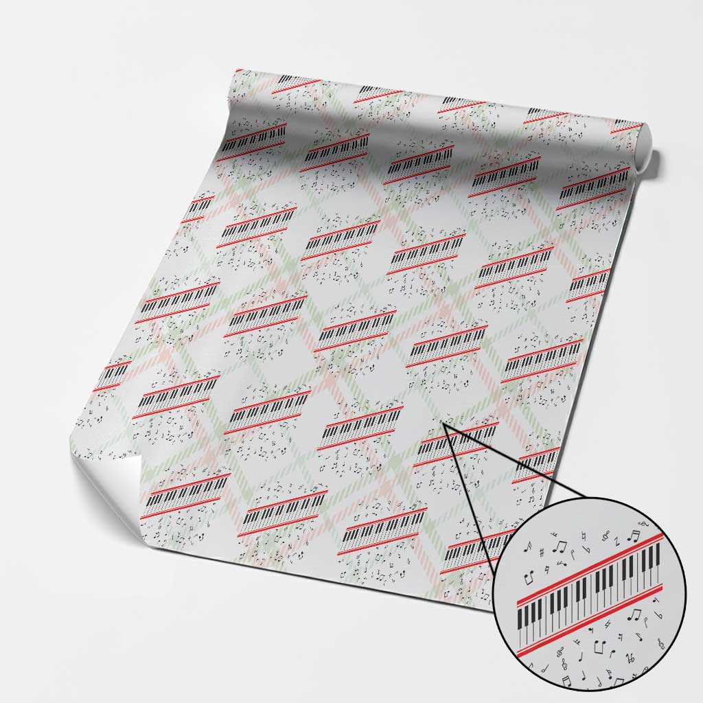 Piano Keyboard Graphic Wrapping Paper Roll Musical Notes Alignment Pianist TS02 Christmas Plaid Print Your Wear