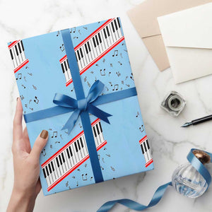 Piano Keyboard Graphic Wrapping Paper Roll Musical Notes Alignment Pianist TS02 Light Blue Print Your Wear