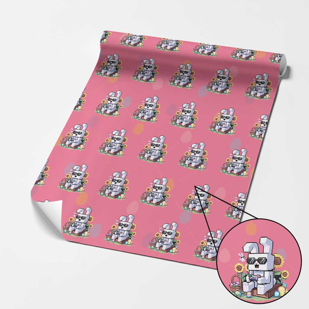 Pixel Art Gamer Bunny Easter Wrapping Paper Roll Cool Retro Gaming Vibes TS02 Pink Print Your Wear