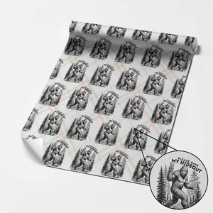 Please Save My Hideout Wrapping Paper Roll Bigfoot Forest Protector TS12 Christmas Plaid Print Your Wear