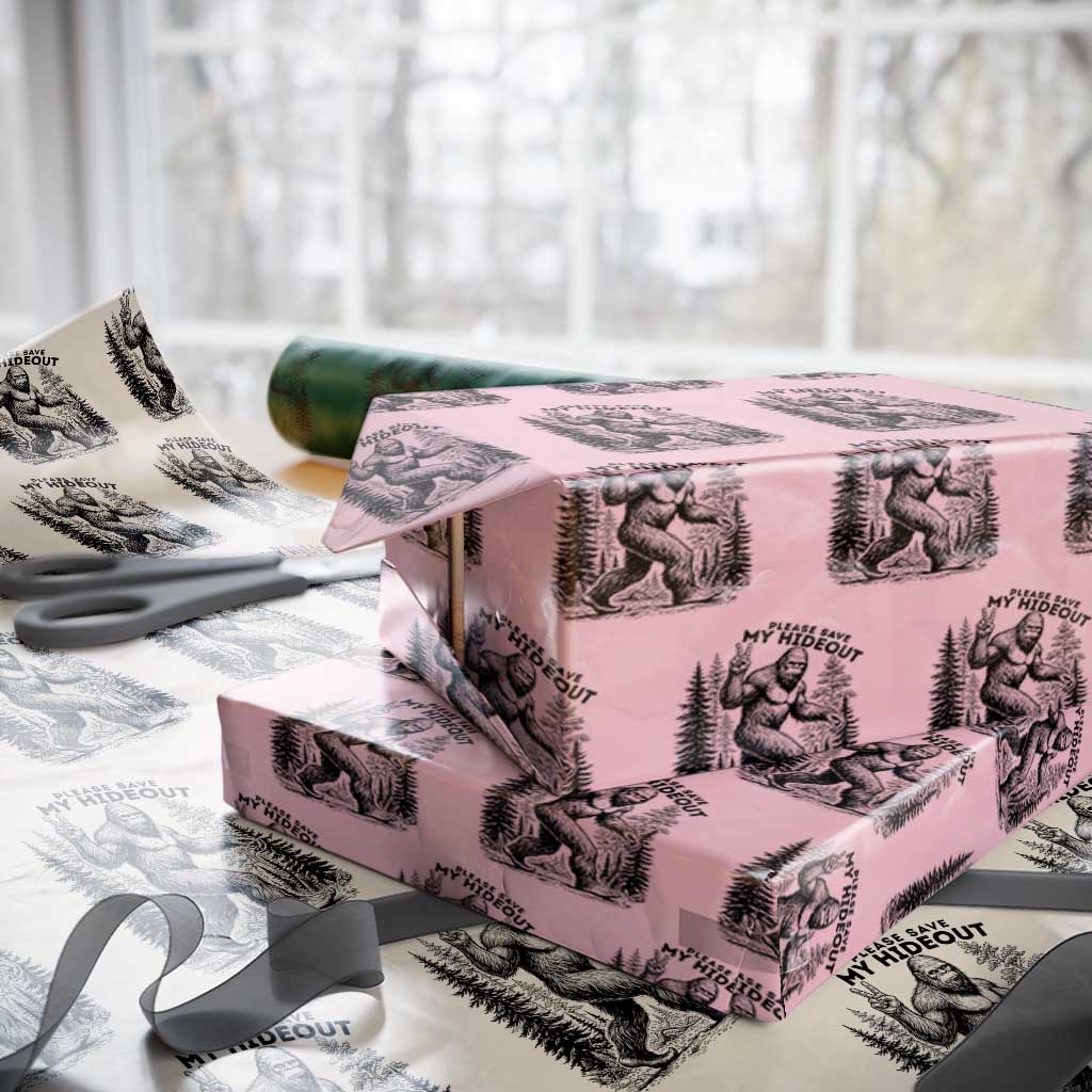 Please Save My Hideout Wrapping Paper Roll Bigfoot Forest Protector TS12 Light Pink Print Your Wear