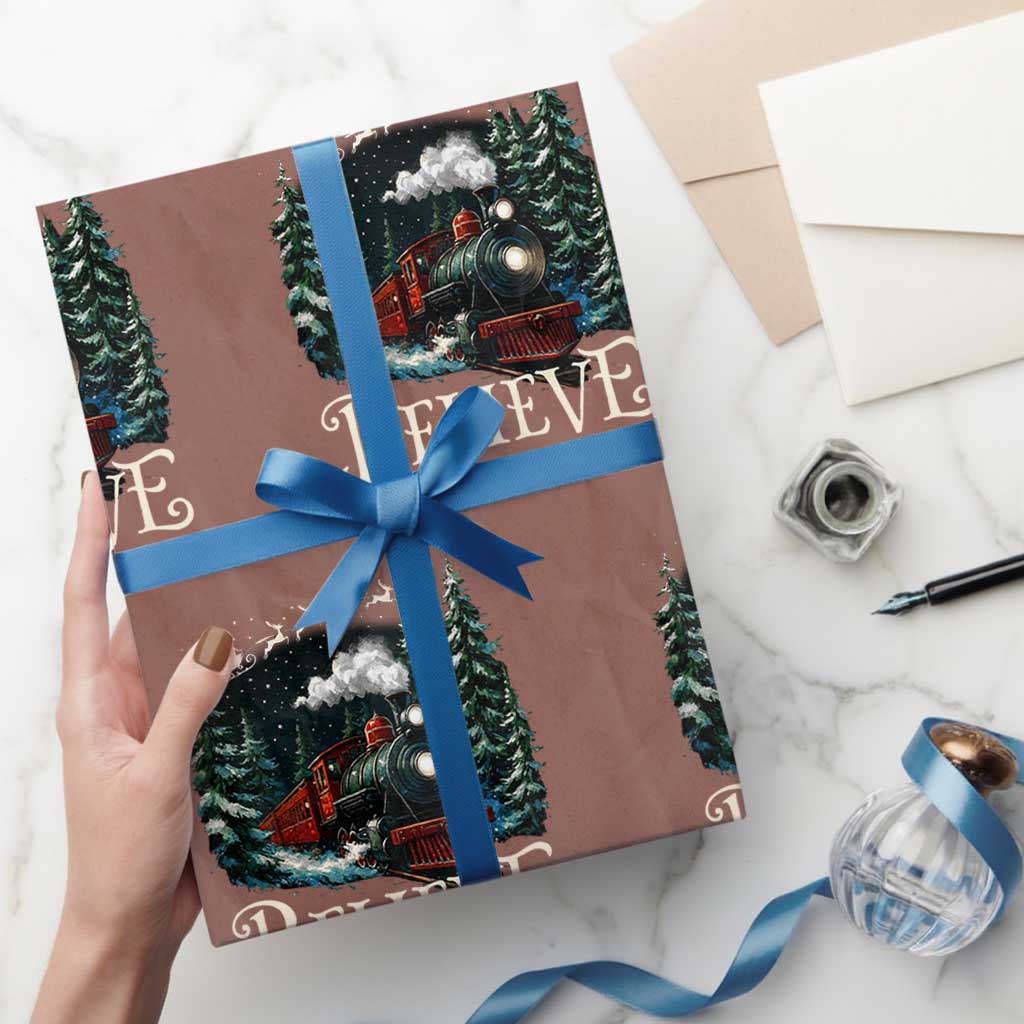 Polar Express Wrapping Paper Roll Christmas Believe TS10 Mocha Print Your Wear