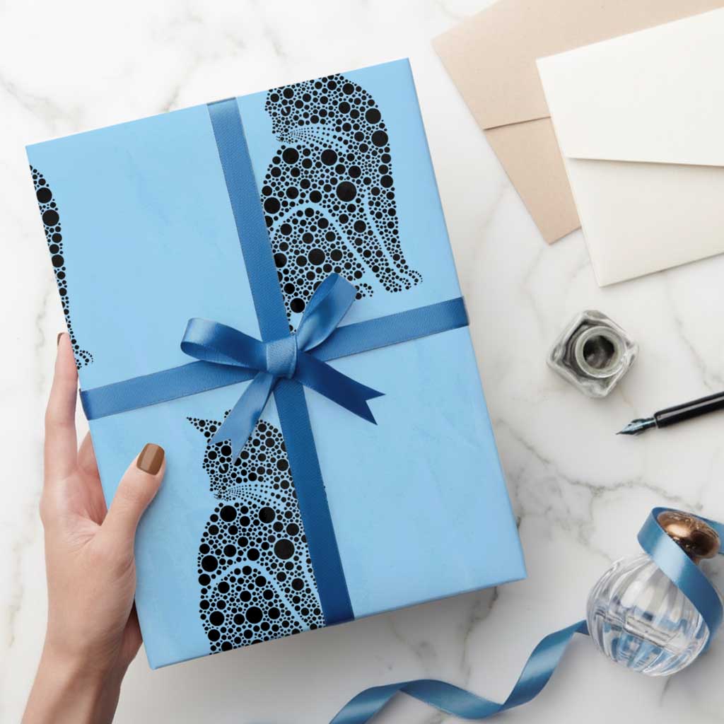 Polka Dot Black Cat Wrapping Paper Roll International Dot Day Gift TS12 Light Blue Print Your Wear