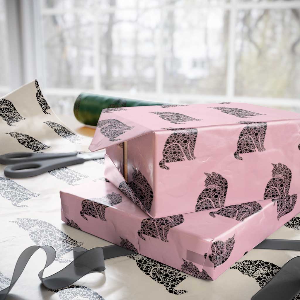 Polka Dot Black Cat Wrapping Paper Roll International Dot Day Gift TS12 Light Pink Print Your Wear