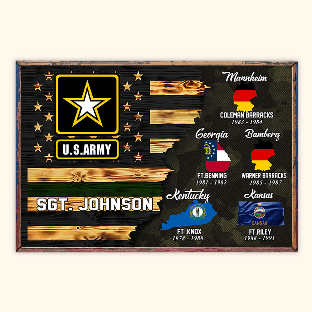 Personalized Veteran Poster Military Base and Time CTM Canvas Custom - Printyourwear