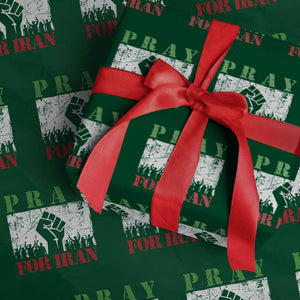 Pray For Iran Wrapping Paper Roll Support Iranian People Peace TS12 Green Print Your Wear