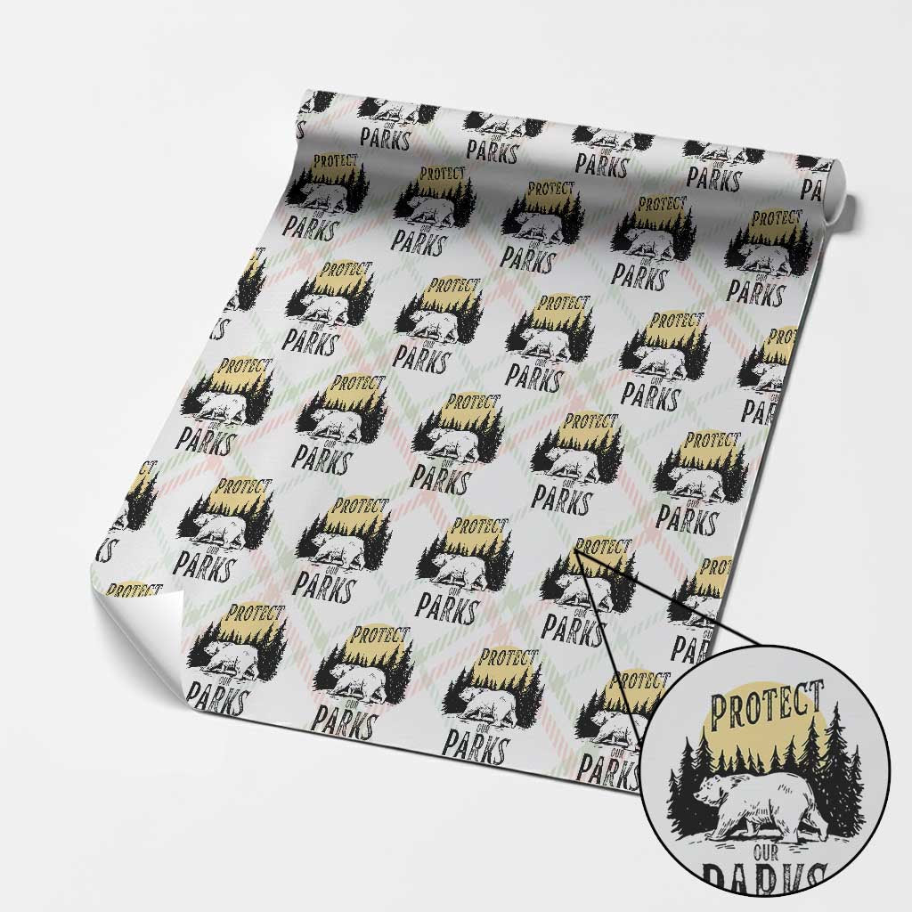 Protect Our Parks Wrapping Paper Roll Retro Bear Forest Nature Graphic TS02 Christmas Plaid Print Your Wear
