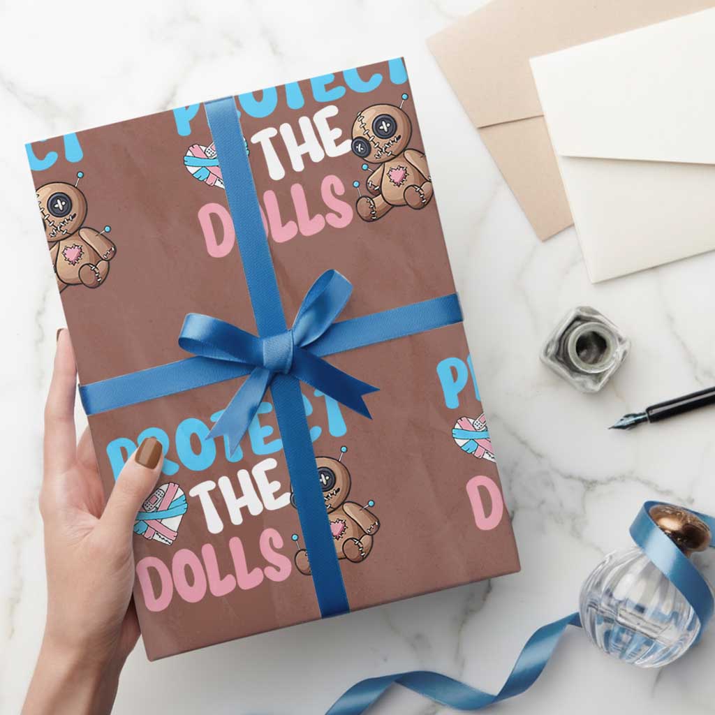 Protect The Dolls Wrapping Paper Roll Transgender Trans Pride TS10 Mocha Print Your Wear