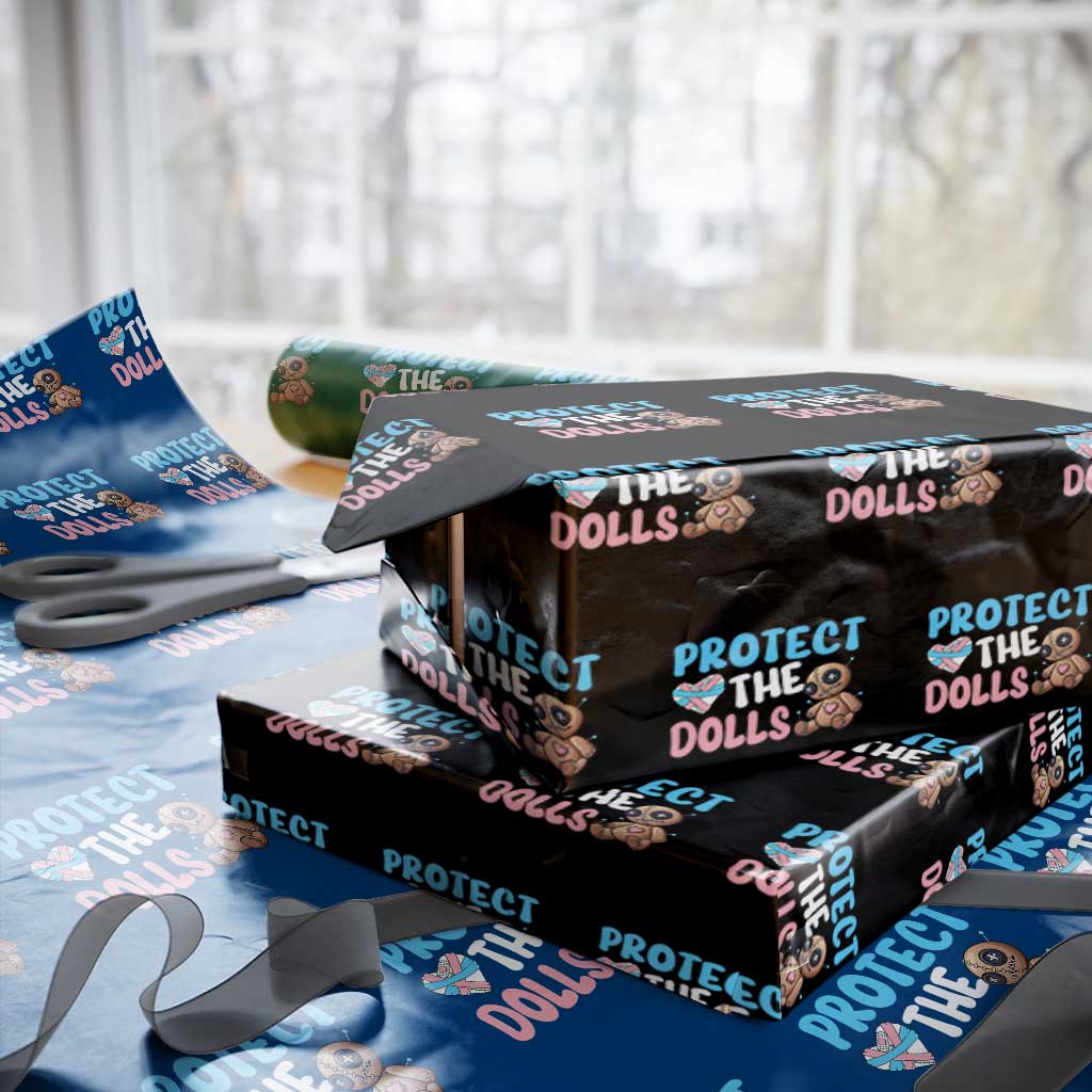 Protect The Dolls Wrapping Paper Roll Transgender Trans Pride TS10 Black Print Your Wear