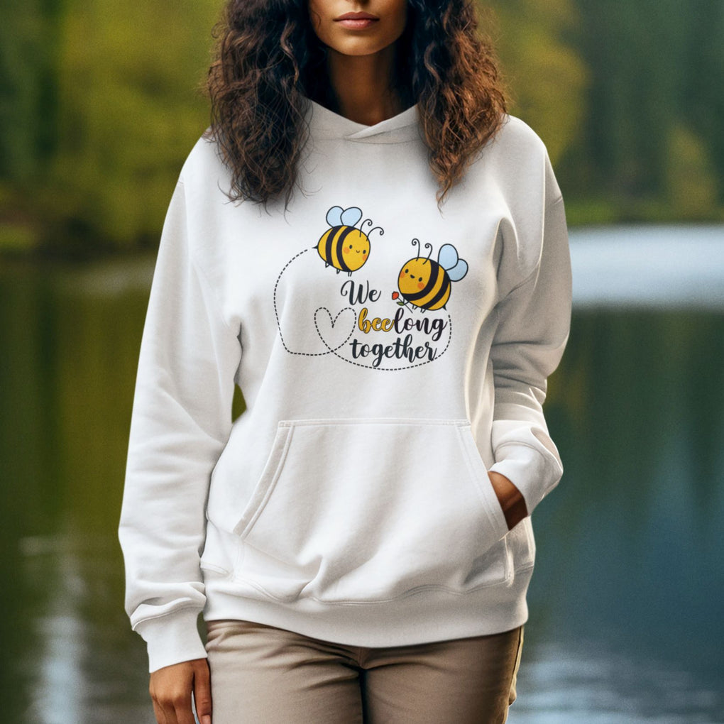 Cute Bee Mother's Day Hoodie We Beelong Together Funny Bee Pun Matching Couple Family TS02 Printyourwear