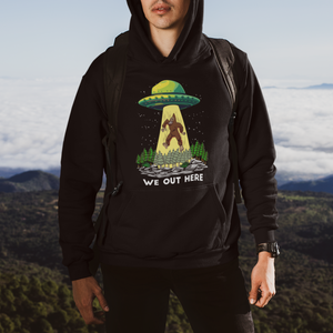 Funny Bigfoot And UFO We Out Here Sasquatch Hoodie TS09 Printyourwear