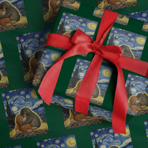 Punch Monkey Starry Night Viral Trend Wrapping Paper Roll TS14 Green Print Your Wear