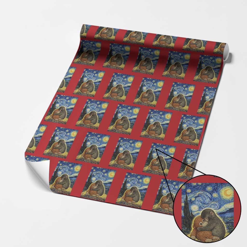 Punch Monkey Starry Night Viral Trend Wrapping Paper Roll TS14 Red Print Your Wear