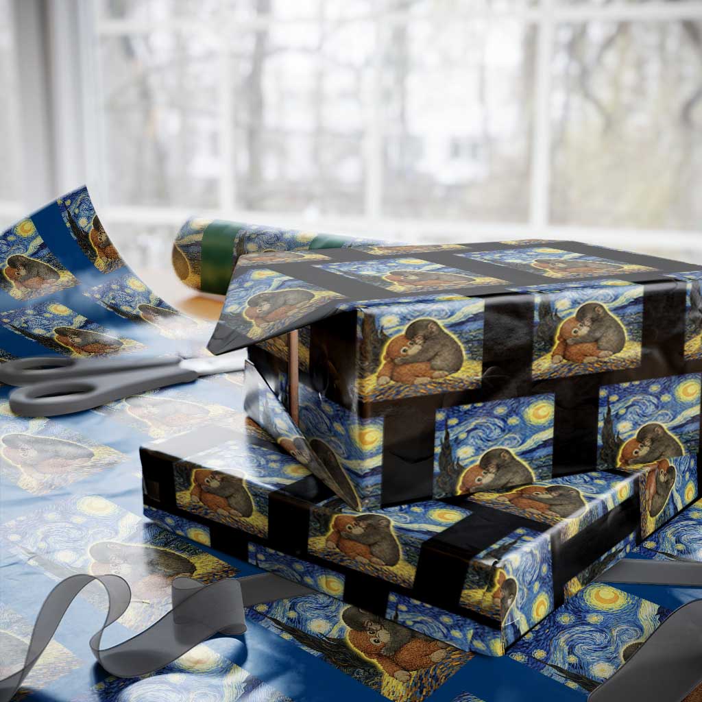 Punch Monkey Starry Night Viral Trend Wrapping Paper Roll TS14 Black Print Your Wear