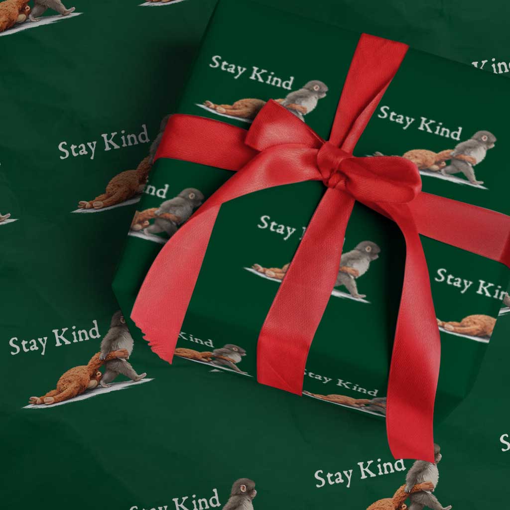 Punch Monkey Viral Trend Wrapping Paper Roll Stay Kind TS14 Green Print Your Wear