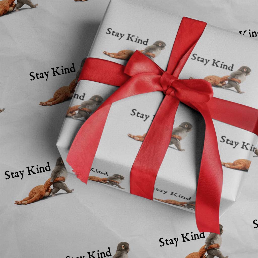 Punch The Monkey Meme Wrapping Paper Roll Stay Kind TS14 White Print Your Wear