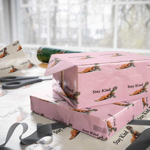 Punch The Monkey Meme Wrapping Paper Roll Stay Kind TS14 Light Pink Print Your Wear