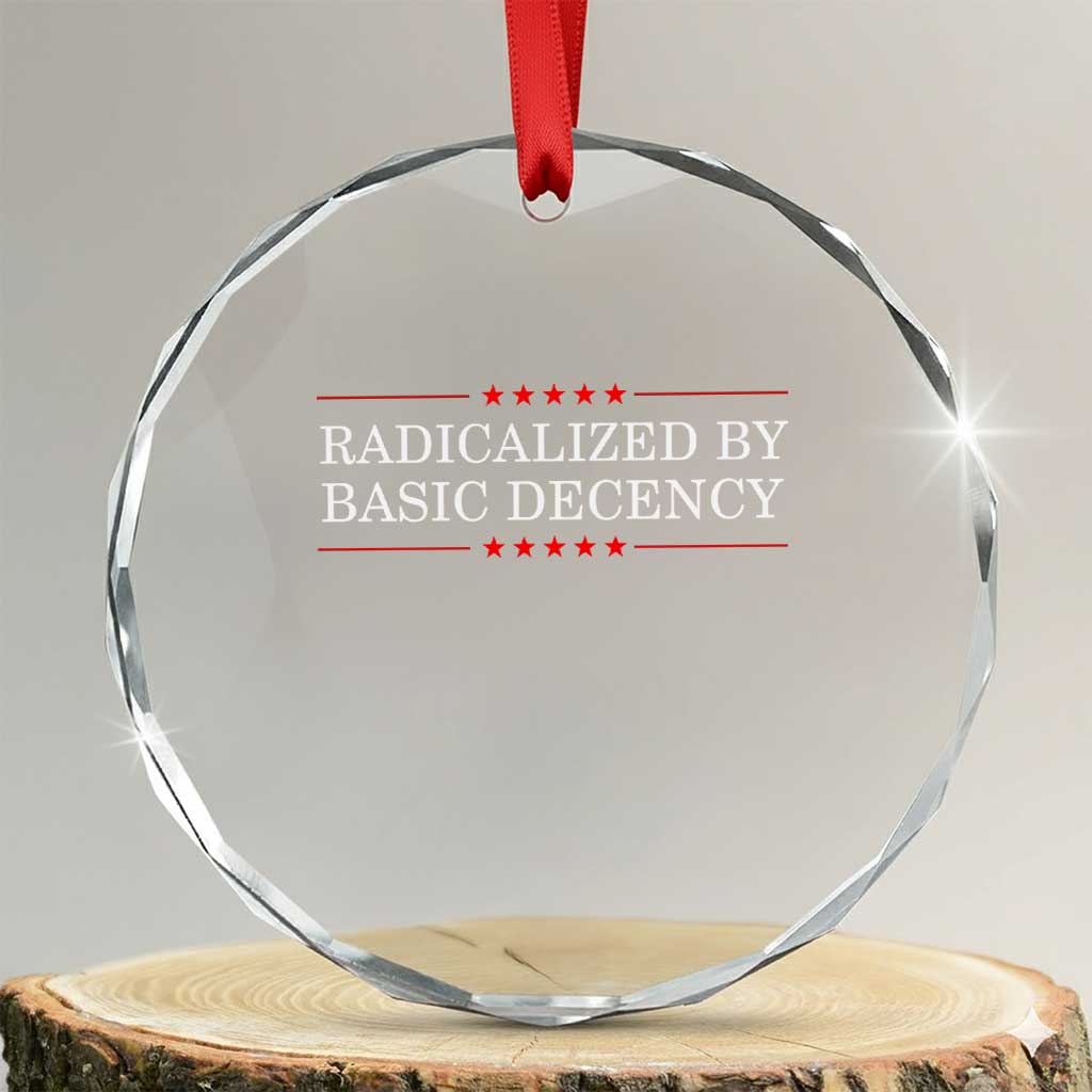 Radicalized By Basic Decency Crystal Glass Ornament Feminist Activist Protest TS10 Transparent Glass 3'' Circle Print Your Wear