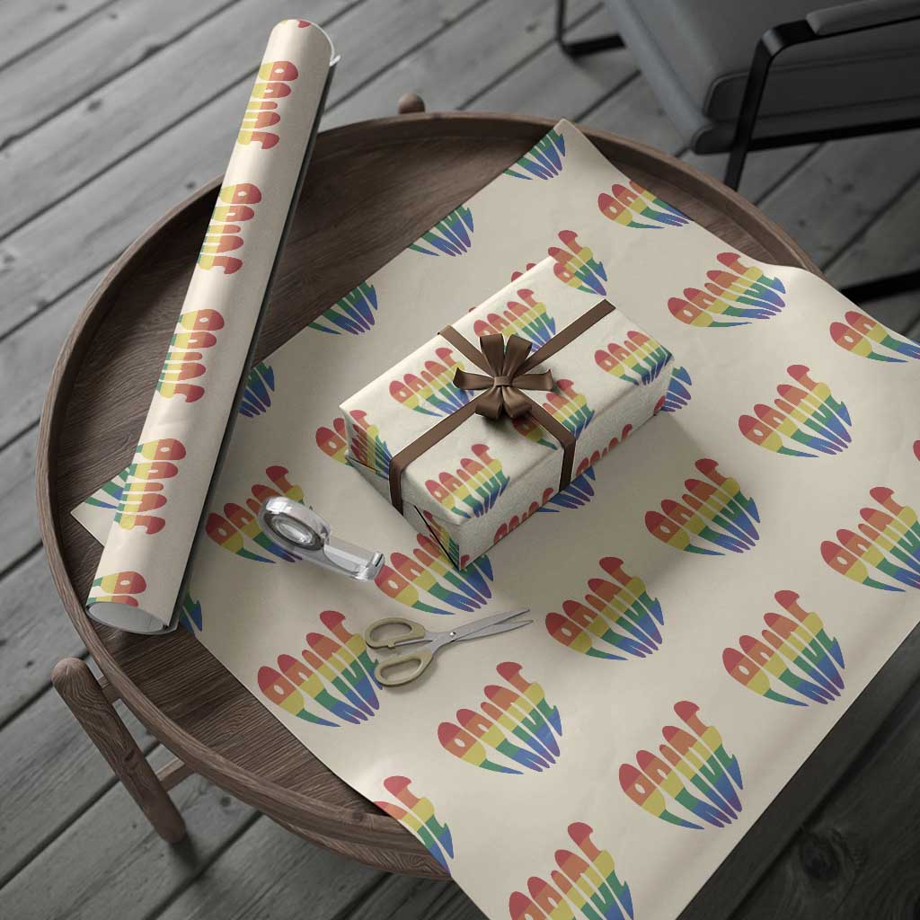 Rainbow Heart Pride Wrapping Paper Roll LGBTQ Support Graphic TS12 Beige Print Your Wear
